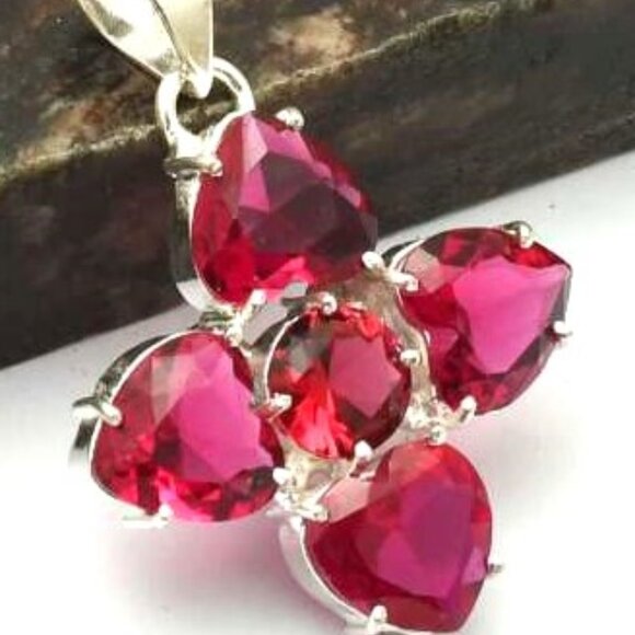 Rubellite Gemstone Sterling Silver Pendant - Picture 1 of 1